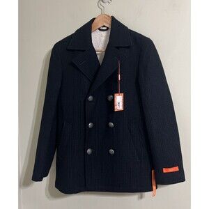 TALLIA Navy Wool Blend Coat Young Men's Size M 12-14 . MSRP $195. NWT